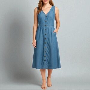 GAP Button-Down Midi Dress Medium Indigo Size 4